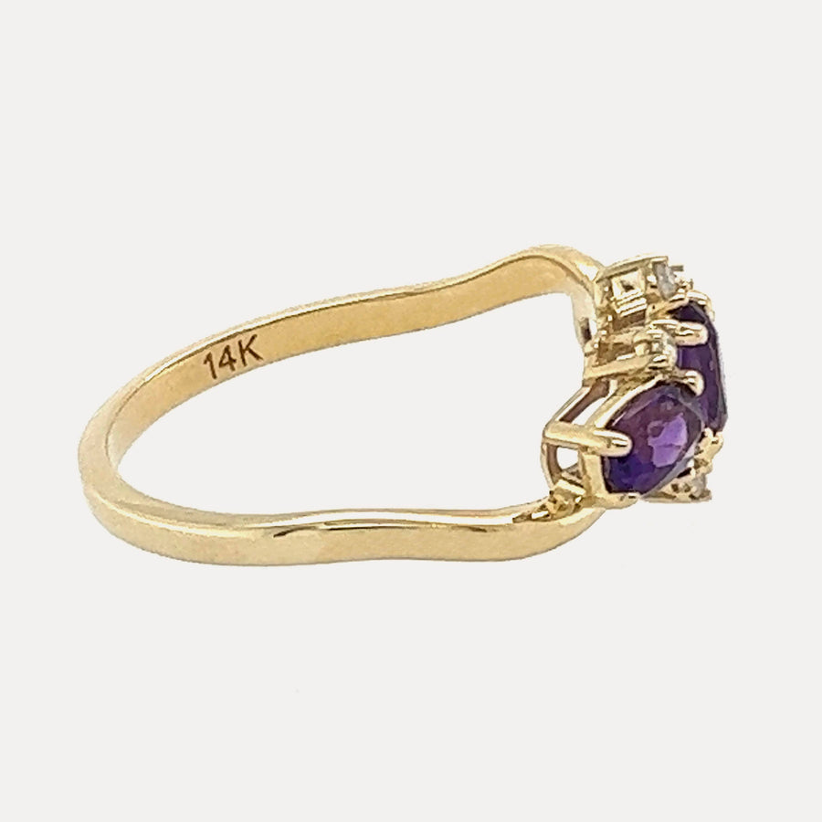 Barbara | 14K Gold Amethyst & Diamond