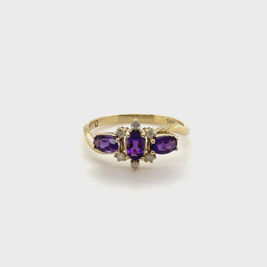 Barbara | 14K Gold Amethyst & Diamond