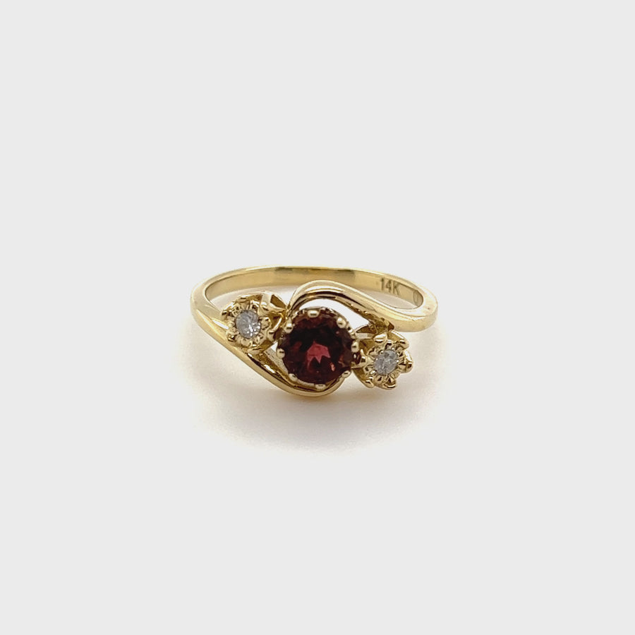 Jane | 14K Gold Red Tourmaline & Diamond