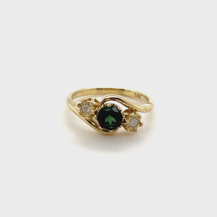 Laila | 14K Gold Green Tourmaline & Diamond