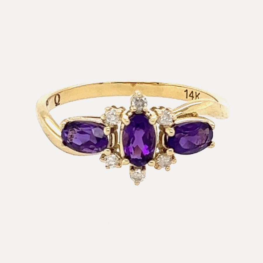 Barbara | 14K Gold Amethyst & Diamond