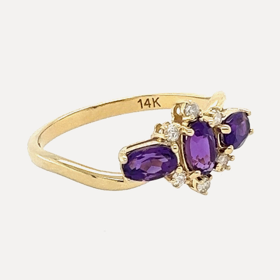 Barbara | 14K Gold Amethyst & Diamond