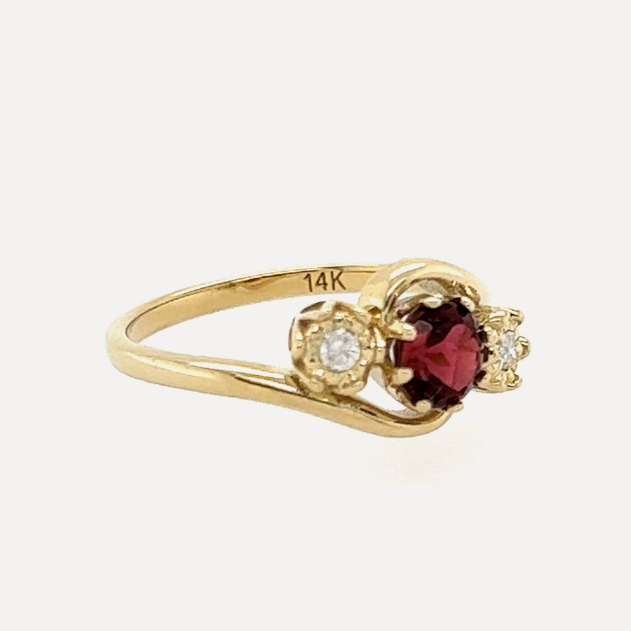 Jane | 14K Gold Red Tourmaline & Diamond