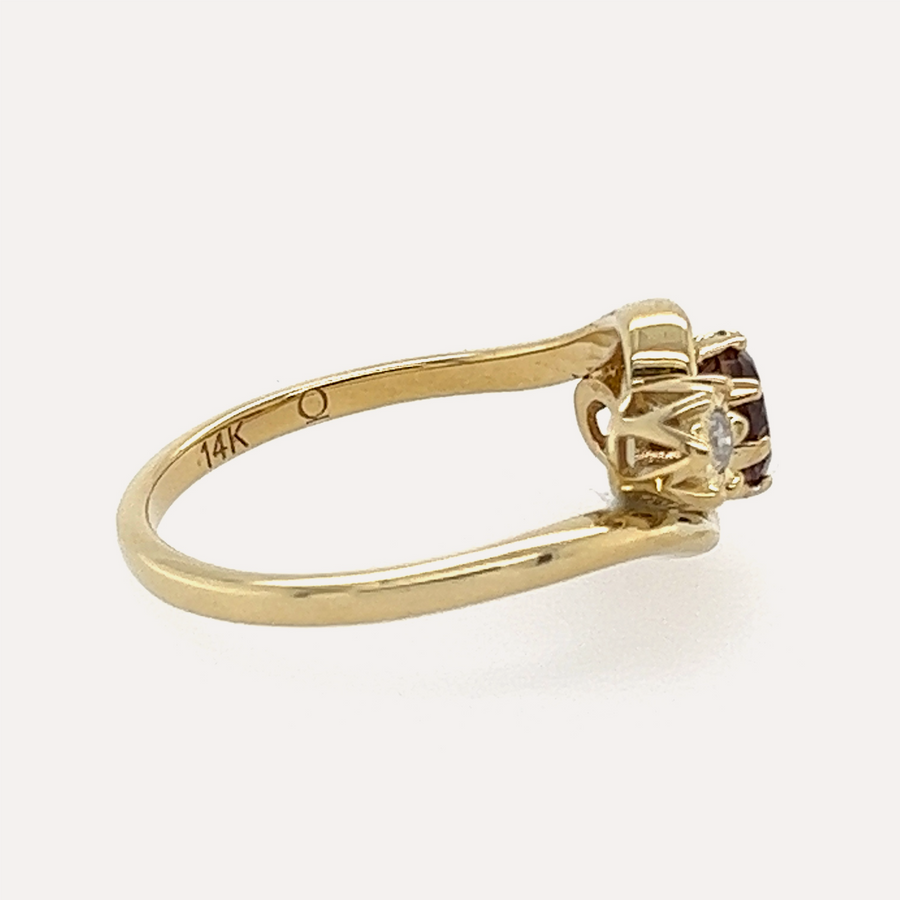 Jane | 14K Gold Red Tourmaline & Diamond