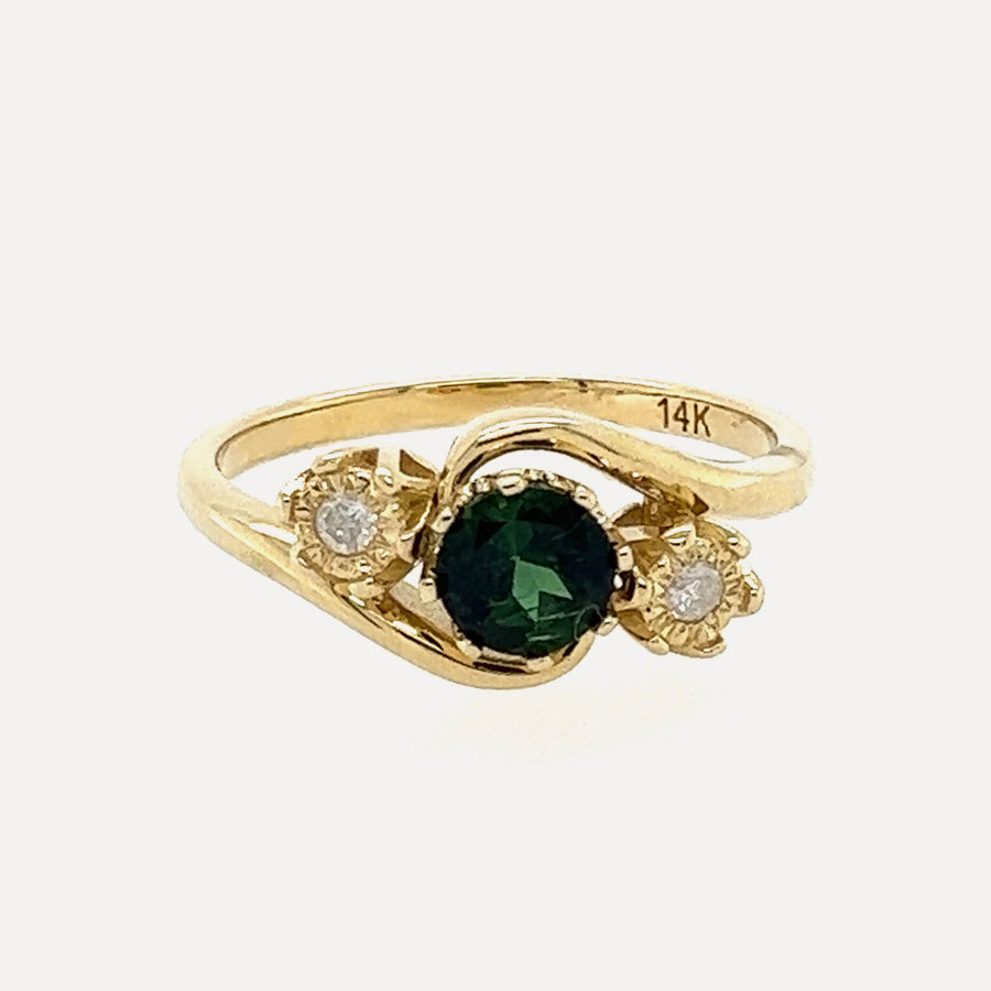 Laila | 14K Gold Green Tourmaline & Diamond