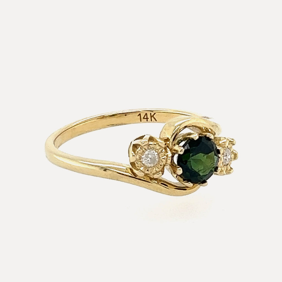 Laila | 14K Gold Green Tourmaline & Diamond