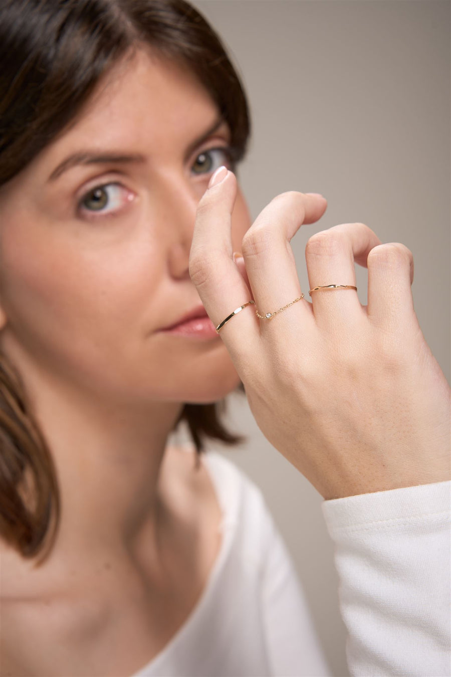 Diamond Chain Stacking Ring